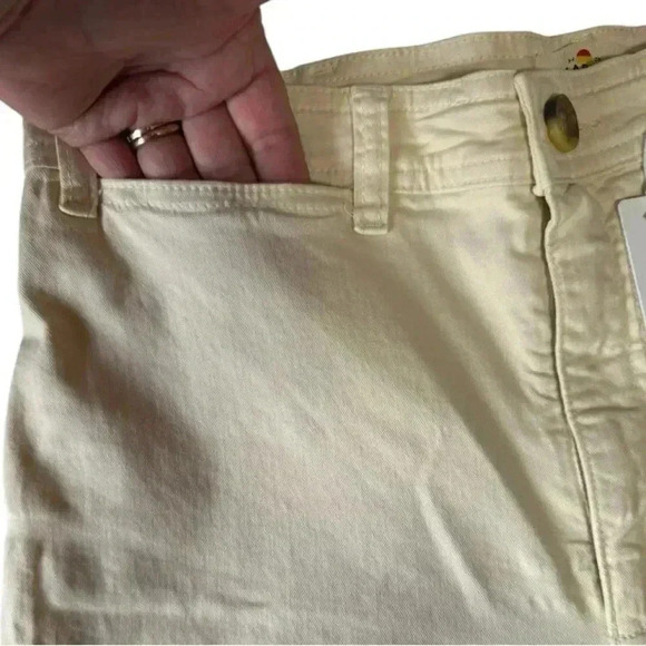 MARINE LAYER “Bridget” ivory denim pants wide leg high rise raw edge women’s 14 - Picture 5 of 15
